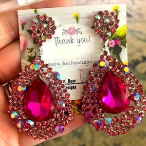 Fashion Glamour earrings / Hot Pink